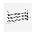 Miniatyrbillede 6 af 7: Rootz 3-lags skostativ - Stabelbar skoholder - Metalskohylde - Sort - 30 cm x 116 cm x 55 cm - Letvægts - Nem montering