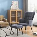 Miniatyrbillede 2 af 4: Rootz Lænestol - Osmannisk - Afslapningslænestol - Knapsyning - Fløjlsstof - Sorte stålben - Stålstel - Mørkegrå - 71L x 77W x 99H cm
