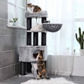Miniatyrbillede 7 af 8: Rootz Cat Trees House - Dobbeltgulv - Skift retning - kradsestolpe - tykke stammer - Udsigtsplatform - Pladsbesparende kat - Carb certificeret spånpla