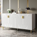 Miniatyrbild 2 av 11: Rootz White Sideboard - Buffet Cabinet - Lagringsenhet - Elegant design, enkel rengöring, MDF, 152 cm x 40 cm x 75 cm