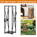 Miniatyrbillede 5 af 10: Rootz Metal Broodwood Holder - Log Rack - Wood Storage - Holder Wood Dry - 34x34x111cm - Sort
