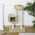 Miniatyrbillede 8 af 11: Rootz Cat Tree - beige, kaffe - klasse E1 spånplade, plys, jute - 24 cm x 16,14 cm x 37,8 cm