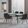 Pikkukuva 2 / 5: Rootz 6 ruokapöydän tuolin setti - Pehmustetut tuolit - Keinonahkaistuimet - Ergonominen muotoilu - Tukeva ja kestävä - Lattian suojaus - 81,5 cm x 38