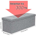 Miniatyrbillede 3 af 6: Rootz Hocker - Puf - Foldestol med opbevaringsplads - Bryst - Bænk - Opbevaring - Lysegrå - 110 x 38 x 38 cm