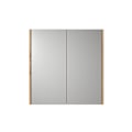 Pikkukuva 1 / 8: Rootz  Mirror Cabinet - Bathroom Storage - Reflective Unit - Scandi Style - Wall Mounted Organizer - White Matt with Artisan Oak - 69x70x15 cm