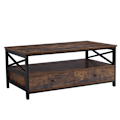 Miniatyrbillede 1 af 6: Rootz Vintage Brown Sofabord - Spånplade stål - Rustikt endebord - Rummelig opbevaring - Robust konstruktion - Nem montering - 100 cm x 55 cm x 47 cm