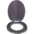 Miniatyrbillede 4 af 8: Rootz trætoiletsæde - Blødt lukkende MDF toiletlåg - Antibakteriel finish - Universal O-formet - 43,8 cm x 37,8 cm - Grå træmønster