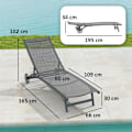 Miniatyrbillede 3 af 10: Rootz Sun Lounger - Udendørs hvilestol - Justerbar ryglæn - Åndbar komfort - 195 x 66 x 34 cm - Grå