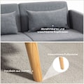 Miniatyrbild 7 av 10: Bäddsoffa Rootz Linne-Look - Justerbara armstöd - Cabriolet soffa - Gummiträben - 170 cm x 83 cm x 80 cm
