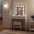 Miniatyrbillede 8 af 9: Rootz Justerbart LED-lys Toiletbord - Toiletbord - Makeup Station - Lysstyrkekontrol - Rigelig opbevaring - Holdbar bygning - 80 cm x 132,5 cm x 39,5
