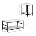 Miniatyrbild 2 av 9: Rootz Marble Look Soffbord Set - Sidobord - Vardagsrumsmöbler - Stålstomme - 80cm x 54cm x 41cm, 60cm x 60cm x 51cm
