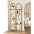 Miniatyrbild 3 av 10: Rootz 5-vånings metallic guld Transparent glashylla - Displayställ - Förvaringsställ - Härdat glas - Stålram - 30,2 cm x 40 cm x 183,5 cm - Lättvikt -