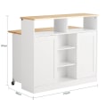 Miniatyrbillede 4 af 9: Rootz moderne skænk med skydedøre - Køkkenø - Kommode - Justerbare hylder - Sammenfoldelig arbejdsflade - Gummitræ & MDF - 110 cm x 97 cm x 66 cm - Hv