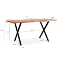 Miniatyrbillede 3 af 6: Rootz Modern Design Office Bord - Skrivebord - Massivt træbord - X Formede metalben - Håndlavet - 120cm x 60cm x 76cm