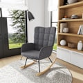 Miniatyrbild 2 av 6: Rootz gungstol - Retro massivt trä - Avkopplande stol - Bokträ - Mjuk stoppning - Elegant design - Stål - Mörkgrå - 71L x 92W x 101H cm