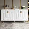 Miniatyrbild 4 av 11: Rootz White Sideboard - Buffet Cabinet - Lagringsenhet - Elegant design, enkel rengöring, MDF, 152 cm x 40 cm x 75 cm