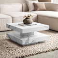 Miniatyrbillede 2 af 6: Rootz Square Sofabord - Moderne marmorbord - Hvid stuebord - Anti -slip puder - 60 cm x 60 cm x 34 cm