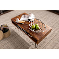 Miniatyrbillede 2 af 7: Rootz sofabord 100x40x50 cm Sheesham massivt træ - metal sofabord - Design sofabord rektangulært Massivt sofabord - Stort bord stue