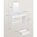 Miniatyrbillede 6 af 9: Rootz White spånplade sminkebord - Vanity Desk - Makeup Bord - Rummelig opbevaring - 40 cm x 100 cm x 145 cm