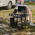 Miniatyrbillede 6 af 7: Rootz Gasgrill - Bbq Trolley med 3 brændere - 1 sidebrænder - Trykreducer - Slangerskab - Multifunktion - Stål - Sort - 110 x 50 x 100 cm