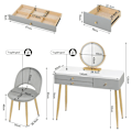 Miniatyrbild 3 av 8: Rootz justerbart toalettbord med LED-spegel och sammetspall - Sminkbord - Justerbar belysning, gott om förvaring, ergonomisk design - 100 cm x 122 cm