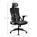 Miniatyrbillede 4 af 7: Rootz Modern Drejestol - Kontorstol - Ergonomisk stol - Meshbetræk - 113cm x 65cm x 65cm - Sort - Sølvdekorationer - Gyngemekanisme - Justerbar sædehø
