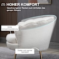 Miniatyrbild 5 av 11: Rootz Shell -formad klädd stol - Relaxationsstol - Comfy fåtölj - Guldmetallben - Elegant & mysig - 79L x 77W x 77H cm - vitt tyg