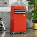 Miniatyrbillede 2 af 5: Rootz 2-i-1 Værktøjsvogn - Mobilvogn - Værktøjsskab - 3 skuffer - Værktøjstavle - Stålhus - Rød - 46L x 28W x 94H cm