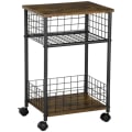 Miniatyrbillede 7 af 7: Rootz Køkkenvogn - Serveringsvogn - Industrielt design - 1 hylde 1 opbevaringskurv 4 hjul - spånplade/stål - sort/brun - 40 cm x 30 cm x 62 cm