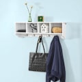 Miniatyrbillede 1 af 6: Rootz White Wall Display Opbevaringsenhed med 4 komponenter 5 kroge - Væg knagerækker Badeværelse køkkenskab