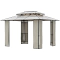 Miniatyrbillede 1 af 7: Rootz Havepavillon - Lysthus med solsejl - Lavet af polykarbonatpaneler - UV-beskyttelse - Vandafvisende - Robust - Brun + Lysegrå - 3,65 x 3 x 2,75 m