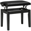 Miniatyrbillede 1 af 7: Rootz Piano Bench - Klaverstol - Højdejusterbar - Elegant højglans - Imiteret læder + Gummitræ - Sort - 63 x 33 x 56 cm