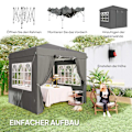 Pikkukuva 4 / 11: Rootz Pop Up Gazebo - Puutarhateltta - Ulkopaviljonki - UPF50+ UV -suoja - tummanharmaa - 250L x 250W x 268H cm