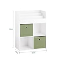 Miniatyrbillede 4 af 8: Rootz børnebogreol med 2 stofæsker - Legetøjshylde - Opbevaringsstativ - MDF-konstruktion - Væg sikker vippelås - Pladsbesparende design - 60 cm x 36