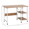Miniatyrbild 2 av 7: Rootz Folding desk - Folding table - Office table - Desk - Wheels - Shelves - Anti-Slip - Natural - White