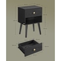 Pikkukuva 5 / 7: Rootz Ebony Black yöpöytä - Yöpöytä - Yöpöytäkaappi - Lastulevy - MDF - Massiivipuu - 28cm x 39cm x 55cm