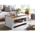 Miniatyrbillede 1 af 6: Rootz design sofabord 85 X 47 X 45 cm hvid - eg - Stuebord med opbevaringsplads - Sofabord med opbevaringsrum Moderne - Firkantet sofabord