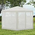 Pikkukuva 4 / 6: Rootz Gazebo - Puutarhapaviljonki - Kuusikulmainen - Maapiikit - Verkkoverhot - Metallirunko - Polyesteri - Metalli - Kermanvärinen - 394L x 394L x 25