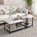 Miniatyrbillede 1 af 9: Rootz Marble Look sofabordesæt - Sideborde - Stuemøbler - Stålstel - 80cm x 54cm x 41cm, 60cm x 60cm x 51cm