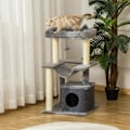 Pikkukuva 2 / 7: Rootz Cat Tree - Raaputuspylväs riippumatolla - Leikkipuu - Kissaluola - Kissan kiipeilypuu - Pehmo sisal - Harmaa - 48L x 48L x 90K cm
