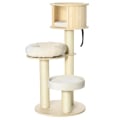Miniatyrbillede 1 af 8: Rootz Kradsestolpe - Kattetræ - Klatretræ - Med Kattehule - Sisalstolper - Med Legebolde - Natur/Fløde - 59,5 x 59,5 x 122 cm