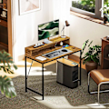 Pikkukuva 2 / 10: Rootz Computer Table - Pöytä Monitor Alue - Home Office Desk - USB & Type -C -yhteydet - 100L x 50b x 90,5h cm - maalaismainen ruskea