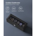 Miniatyrbild 4 av 7: Rootz Watch Box Organizer - Smyckesförvaringsfodral - Vitrinsfodral - MDF-konstruktion - Sammetsfoder - PU-överdrag - Glaslock - 11,2 cm x 30 cm x 8 c