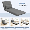 Miniatyrbillede 4 af 11: Rootz 3 -i -1 Justerbar gulvstol - Chaise Lounge - Gæsteseng - 6 -positionskomfort - Faux læder - 75 cm x 81 cm x 68 cm