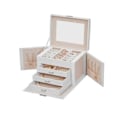 Miniatyrbillede 7 af 7: Rootz smykkeskrin - smykkeskrin - smykkeopbevaring - 4 niveauer - 3 skuffer - Hvid - Fløjl - 22,5 x 17,5 x 16,5 cm