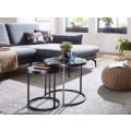 Miniatyrbild 5 av 7: Rootz design sidobord set om 2 svart marmor ser runt - Soffbord 2-delad metallram - Små vardagsrumsbord - Moderna häckbord