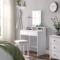 Miniatyrbillede 2 af 8: Rootz Toiletbord - Comestica Bord - Make-up bord - 2 skuffer - Spejl - Åbne rum - Forarbejdet træ - Hvid - 80 x 40 x 140 cm