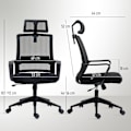 Miniatyrbillede 3 af 10: Rootz Justerbar kontorstol - skrivebordsstol - drejestol - Halsstøtte - sort - 60 cm x 64 cm x 102-112cm