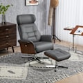 Miniatyrbillede 2 af 11: Rootz Relaxation Stol med afføring - Liggende drejestol - Læder Look lænestol - 360 ° Rotation - 80W x 84d x 108H cm