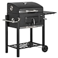 Miniatyrbild 10 av 10: Rootz Charcoal Grill Smoker - BBQ Smoker - 1 Hylla - 1 Handduksställ - 2 Grillgaller - Raffinerad design - Rostfritt stål+metall - Svart - 113cm x 65c